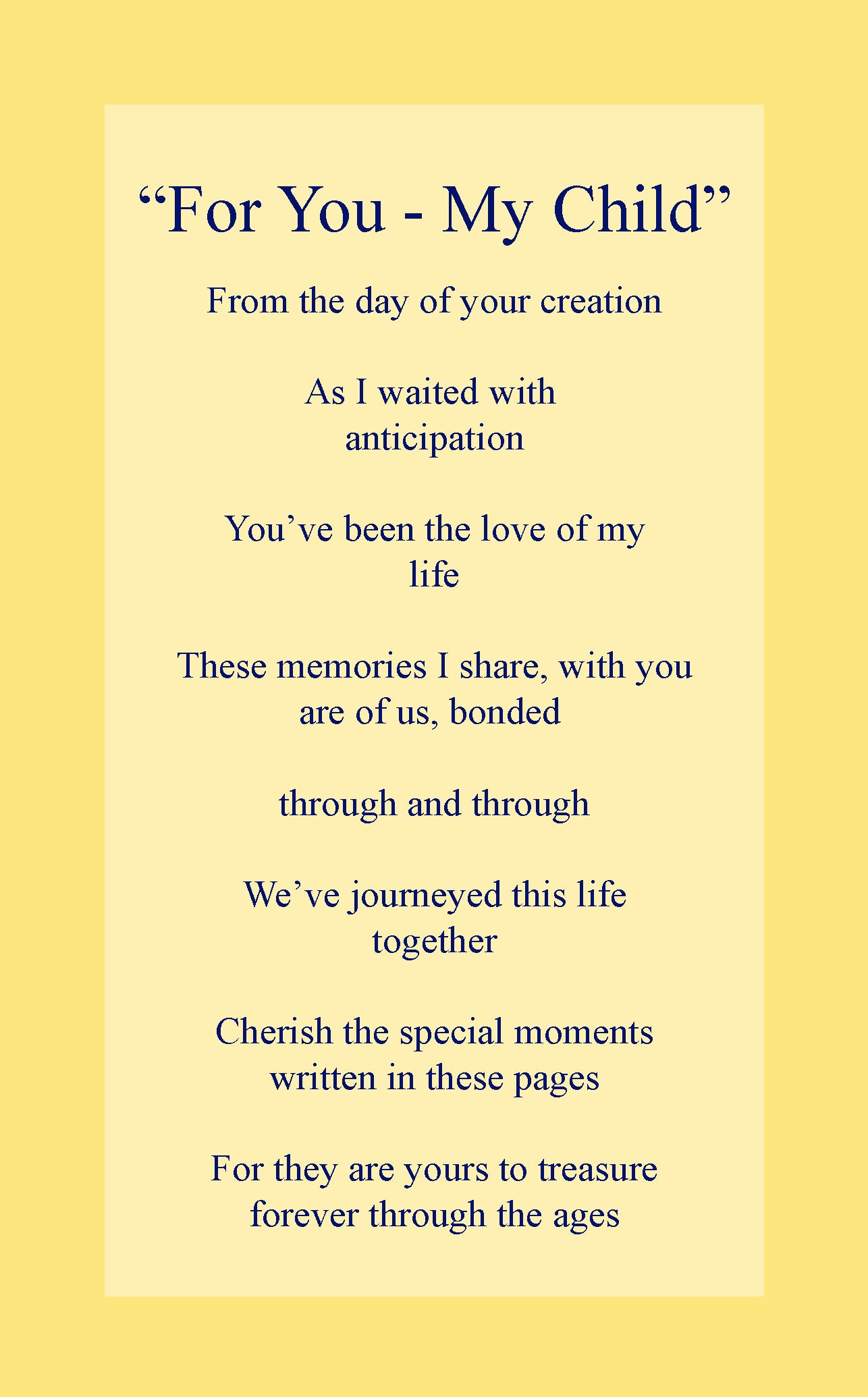 For You My Child